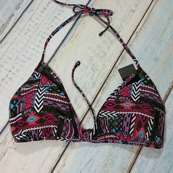 MOSSIMO swim top coral/olive/black size Large - Picture 4 of 5